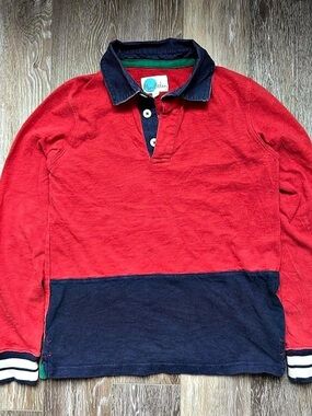 Mini Boden Boys Size 12 Red & Blue Long Sleeve Polo